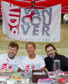 AIDS Vancouver Community Table Volunteers: Alastair McDonald, Bradford McIntyre and Joe Smith, at Scotiabank AIDS Walk For Life Vancouver 2012. Photo Credit: Deni Daviau