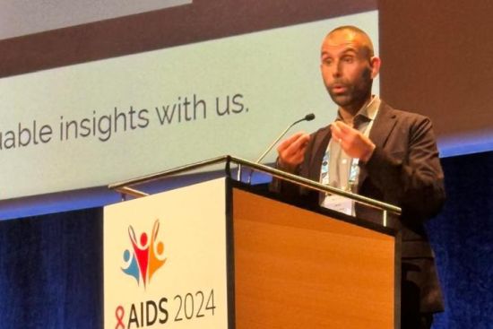 Jirair Ratevosian presents at the AIDS2024 conference in Munich, Germany.