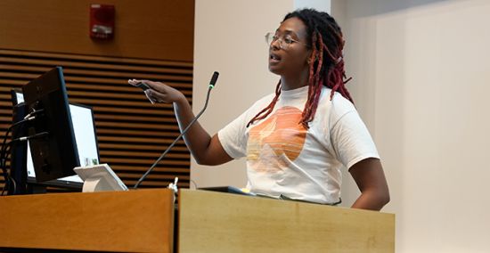 Morningside Graduate School of Biomedical Sciences student Milky K. Abajorga presenting her work on KoRV-A, a retrovirus threatening the koala population. Photo: Colleen Locke