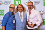 Photo: PRIDE Legacy Awards - Pink Award Finalist Zdravko Oliveros Cimbaljevic, PINK Award Presenter Bradford McIntyre, and Dean Thullner PINK Award Recipient. June 18, 2016