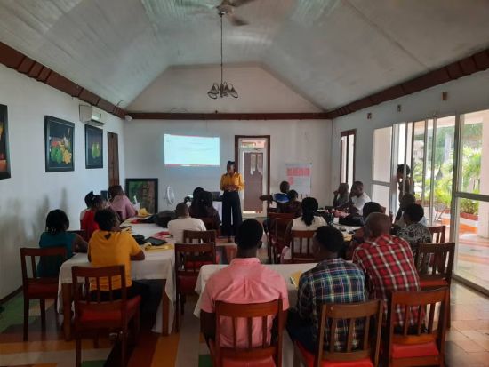 The team in Haiti at a training session. Photo courtesy of the Center for Global Health Practice and Impact.